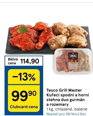 Marinovaná kuřecí stehna Gurmán a Rozemary Grill Master Tesco