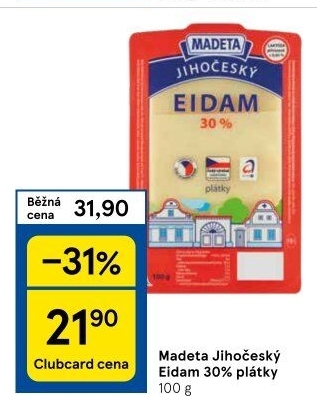 Sýr Eidam Jihočeský 30% Madeta