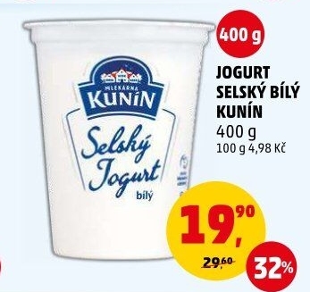Bílý jogurt selský Mlékárna Kunín