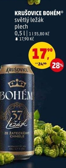 Pivo světlý ležák Bohém Krušovice
