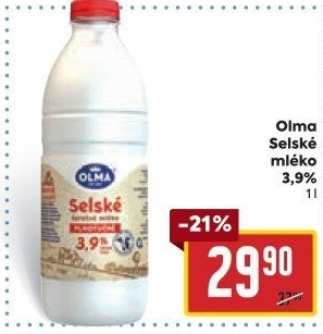 Mléko čerstvé selské Olma - 3,9% plnotučné