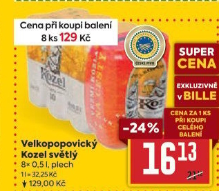 Pivo světlé výčepní 10°Velkopopovický Kozel