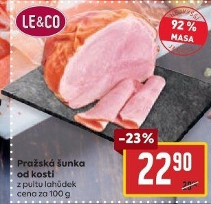 Šunka pražská od kosti nejvyšší jakosti LE&amp