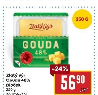 Sýr Gouda 48% Zlatý sýr Milkpol