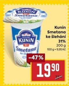 Smetana ke šlehání Mlékárna Kunín 31%