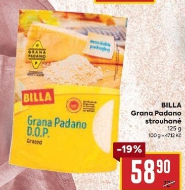 Sýr Grana Padano strouhaný Billa