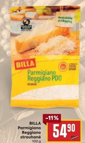 Sýr Parmigiano Reggiano strouhaný Billa