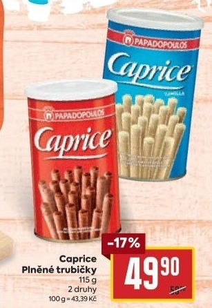 Trubičky plněné Caprice Papadopoulos - dóza