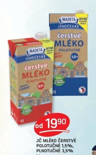 Mléko čerstvé Jihočeské Madeta
