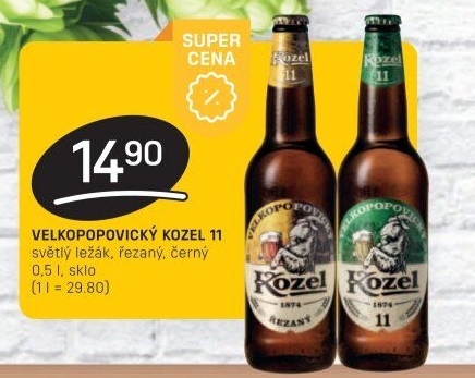 Pivo světlý ležák 11° Medium Velkopopovický Kozel