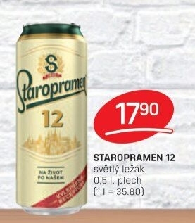 Pivo světlý ležák 12° Staropramen