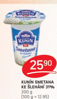 Smetana ke šlehání Mlékárna Kunín 31%