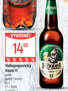Pivo světlý ležák 11° Medium Velkopopovický Kozel
