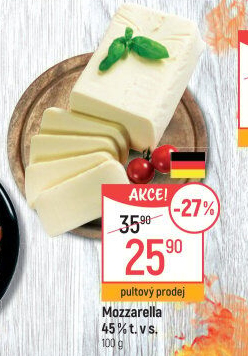 Sýr Mozzarella cihla 45%