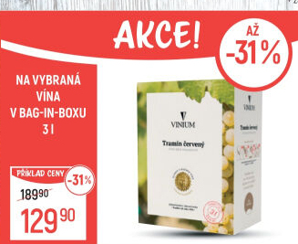 Víno Tramín červený Vinium Velké Pavlovice - bag in box