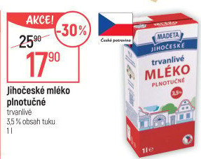 Mléko trvanlivé Jihočeské Madeta - 3,5% plnotučné