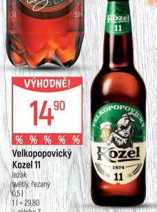 Pivo světlý ležák 11° Medium Velkopopovický Kozel