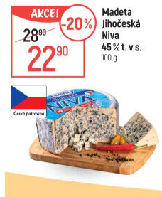 Sýr Niva Jihočeská 45% Madeta