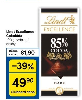 Čokoláda Excellence Lindt