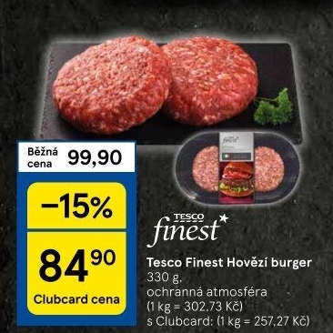 Hovězí hamburger Tesco Finest