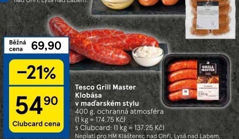Klobásy maďarské Grill Master Tesco