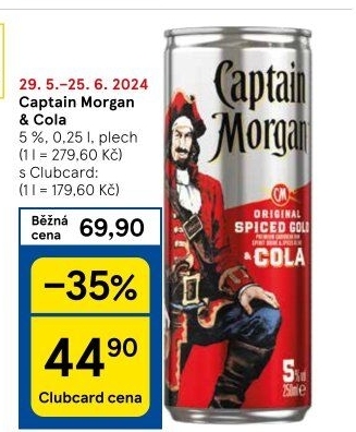 Míchaný nápojCola +Captain Morgan