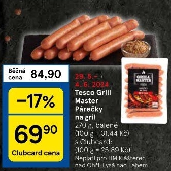 Párečky na gril Grill Master Tesco