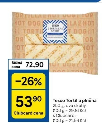 Plněná tortilla Tesco