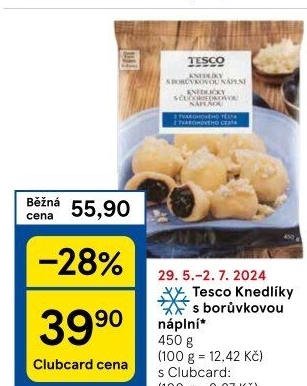 Plněné knedlíky mražené Tesco