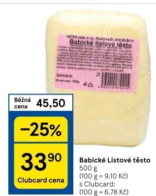 Těsto listové babické Šetra