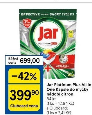 Kapsle do myčky Platinum Plus Jar