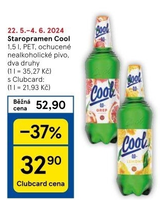 Nealkoholické pivo ochucené Staropramen Cool