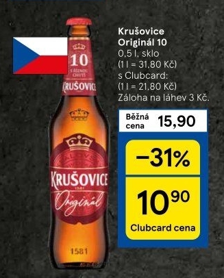 Pivo světlé výčepní Originál Královská 10° Krušovice