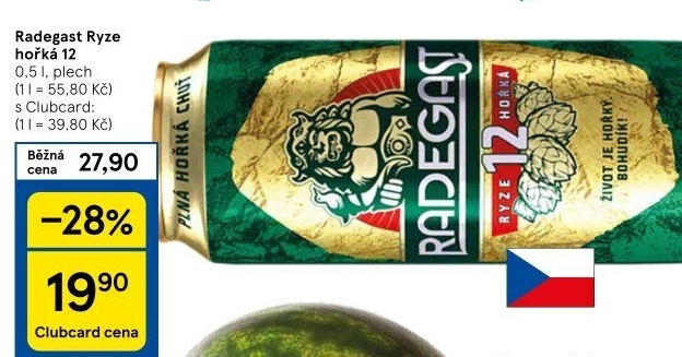 Pivo světlý ležák 12° Ryze hořká Radegast