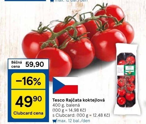 Rajčata koktejlová Tesco
