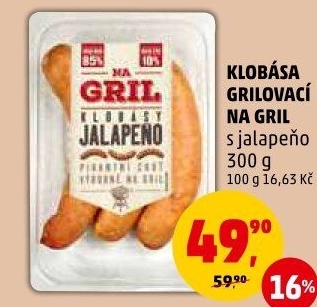 Klobása jalapeňo Na gril Penny