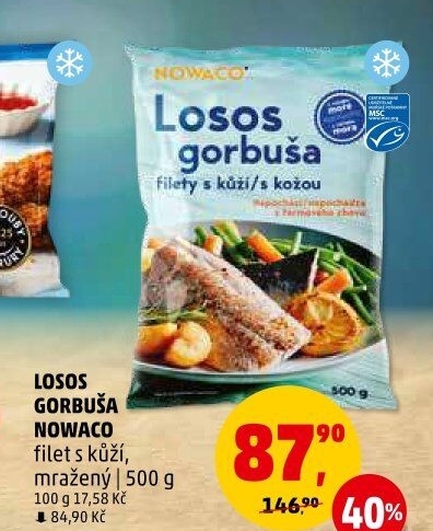Losos Gorbuša filety mražený Nowaco