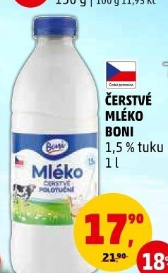 Mléko čerstvé Boni - 1,5% polotučné