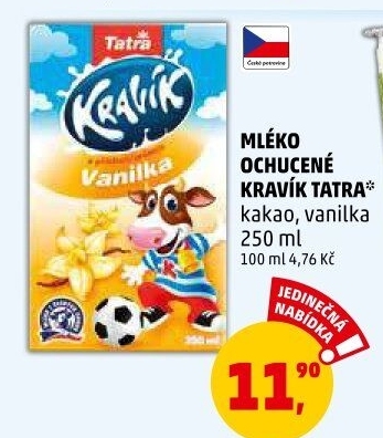 Nápoj mléko ochucené Kravík Tatra