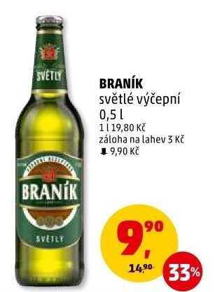 Pivo světlé výčepní 10° Braník