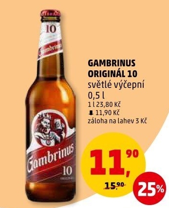 Pivo světlé výčepní Originál 10° Gambrinus