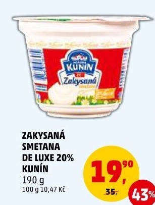 Zakysaná smetana de luxe Mlékárna Kunín 20%