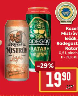 Pivo Mistrův světlý ležák Velkopopovický Kozel