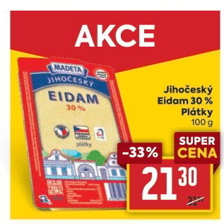 Sýr Eidam Jihočeský 30% Madeta
