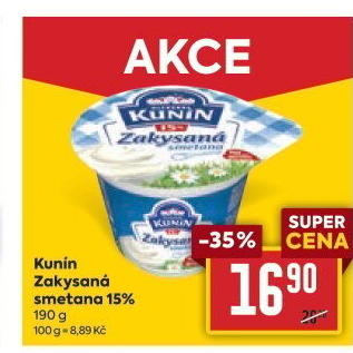 Zakysaná smetana Mlékárna Kunín 15%