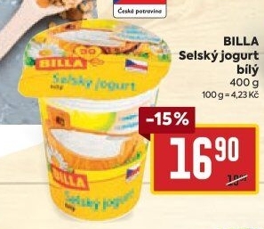 Bílý jogurt selský Billa