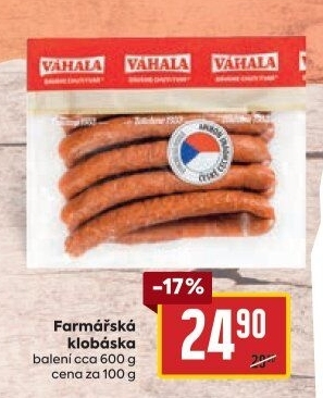 Farmářské klobásy Váhala