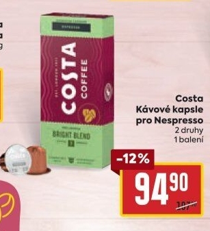 Kapsle kávové Nespresso Costa Coffee