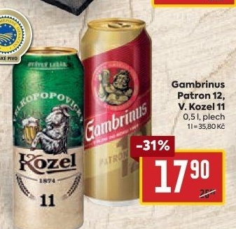 Pivo světlý ležák 12° Patron Gambrinus