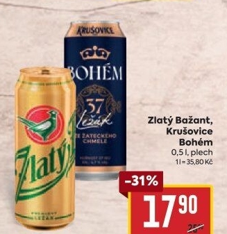 Pivo světlý ležák 12° Zlatý Bažant